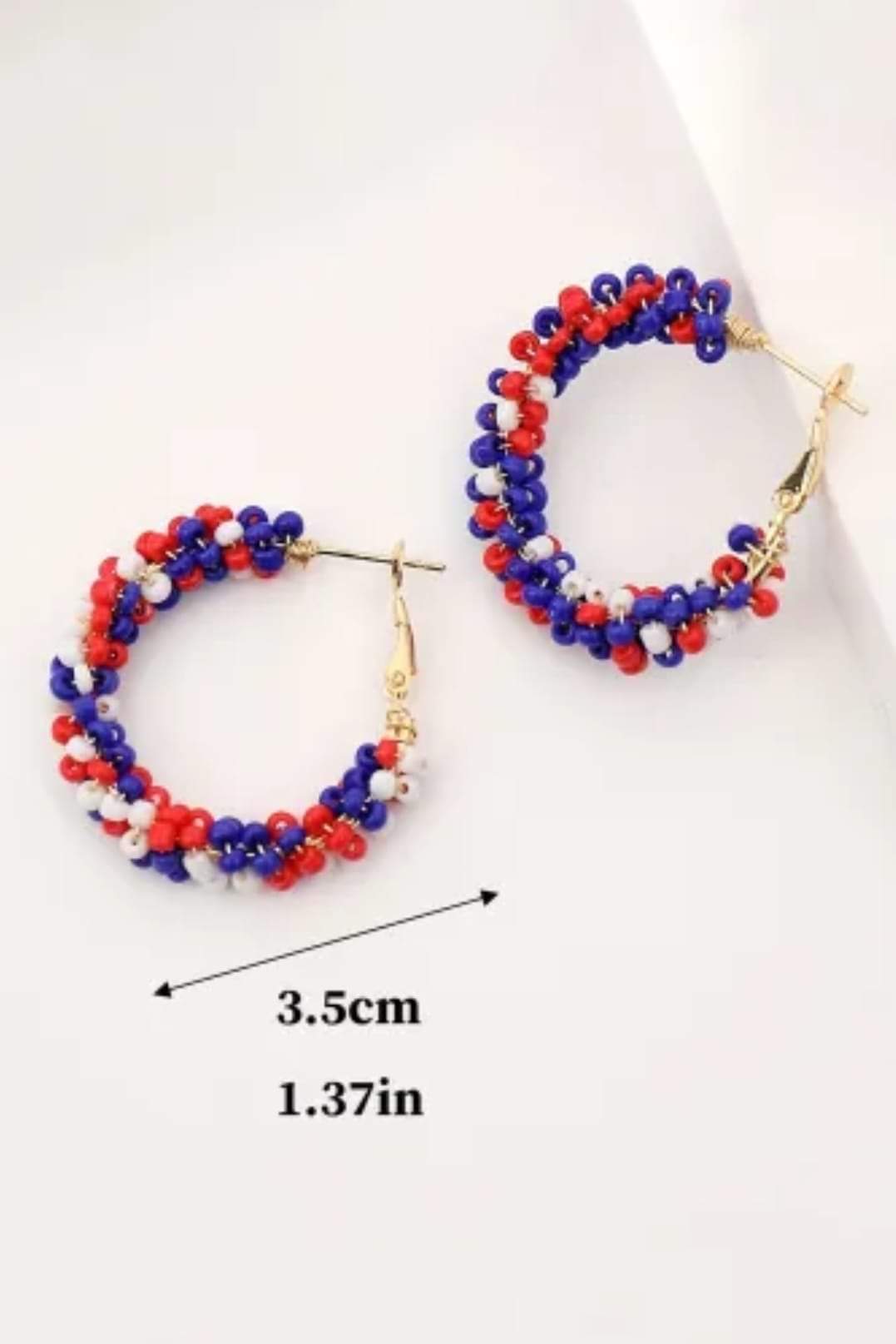 Red beaded hoop earrings