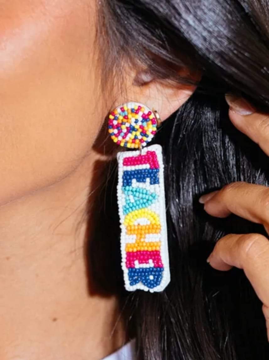 Beaded Teacher Earrings