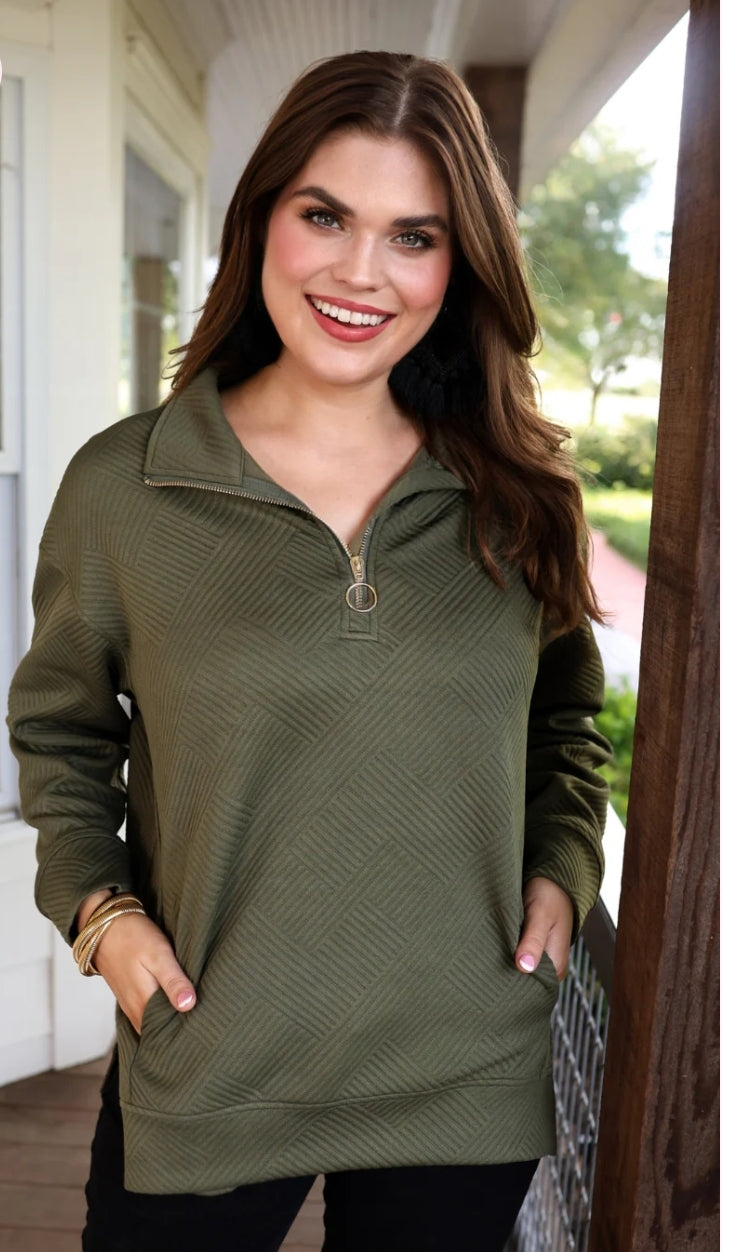 Textured quarter zip