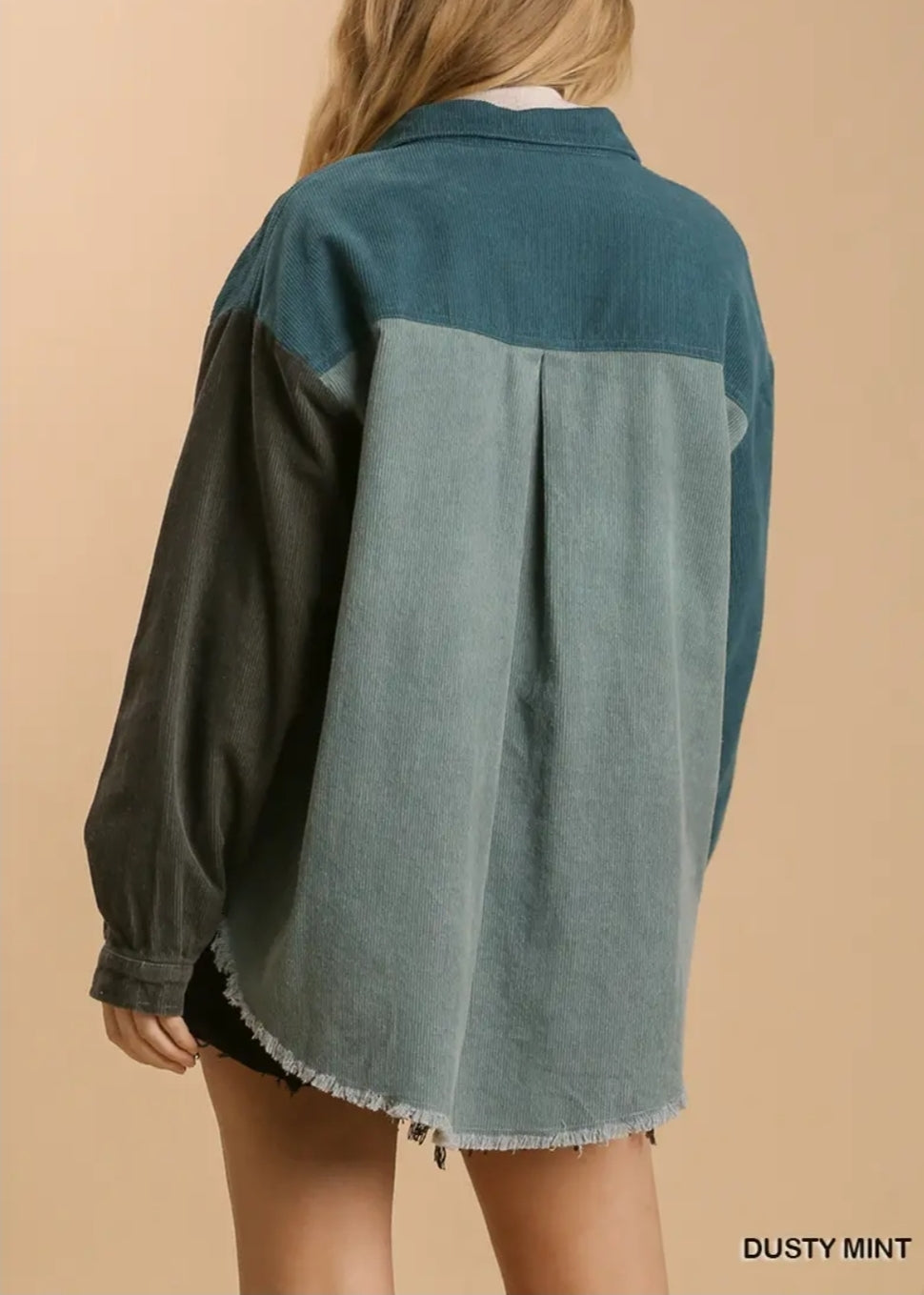 Corduroy Colorblock Button Down