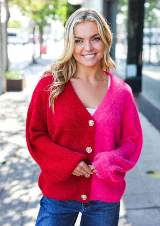 Ruby Combo Color Split Cardigan