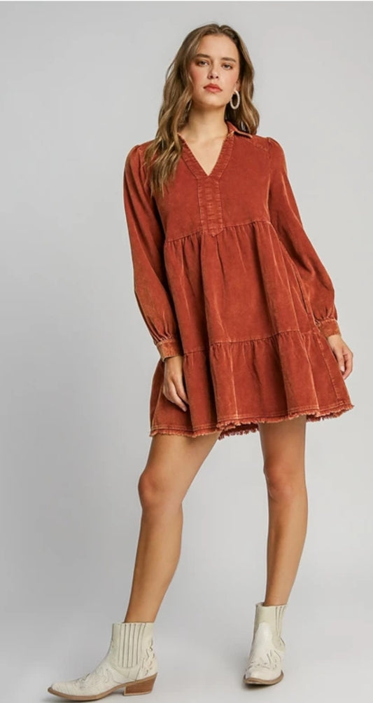 Mineral Wash Corduroy Dress