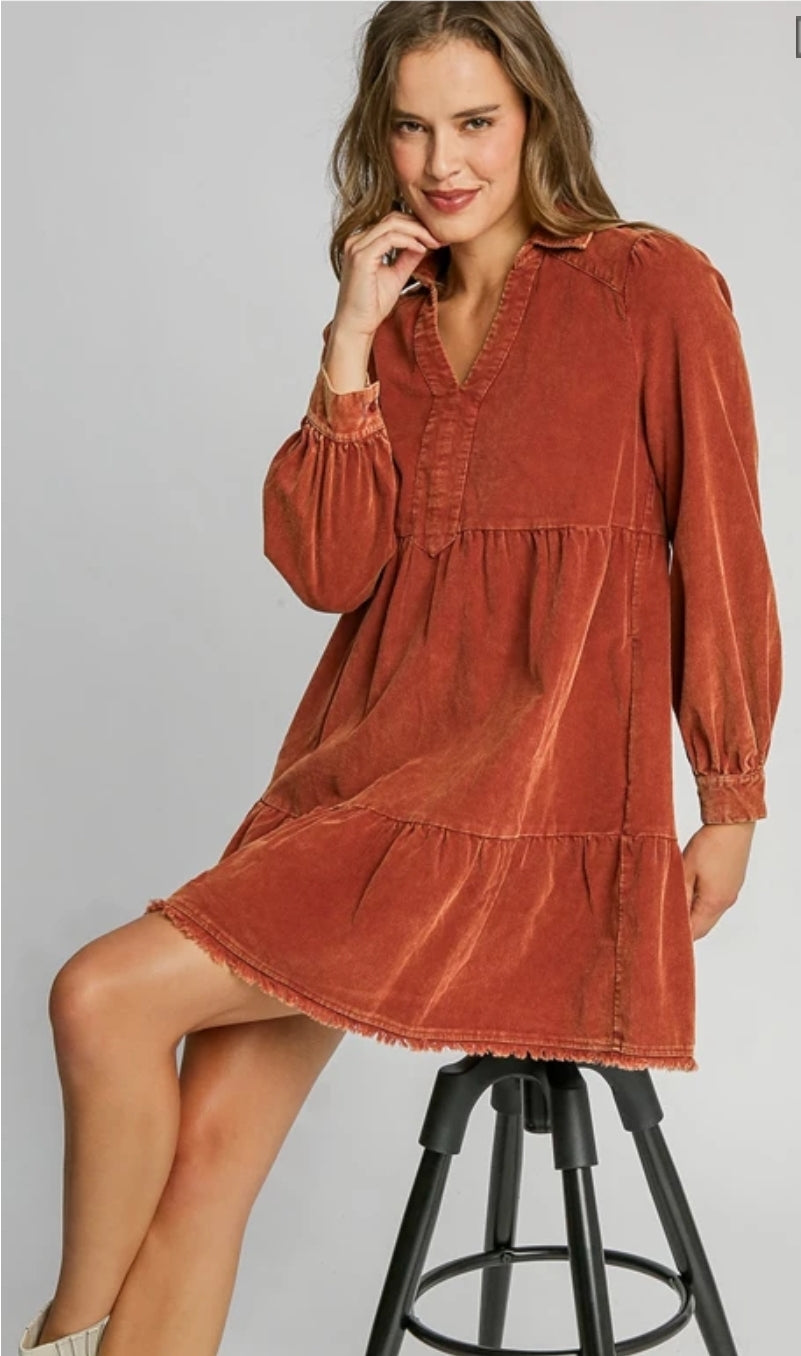 Mineral Wash Corduroy Dress