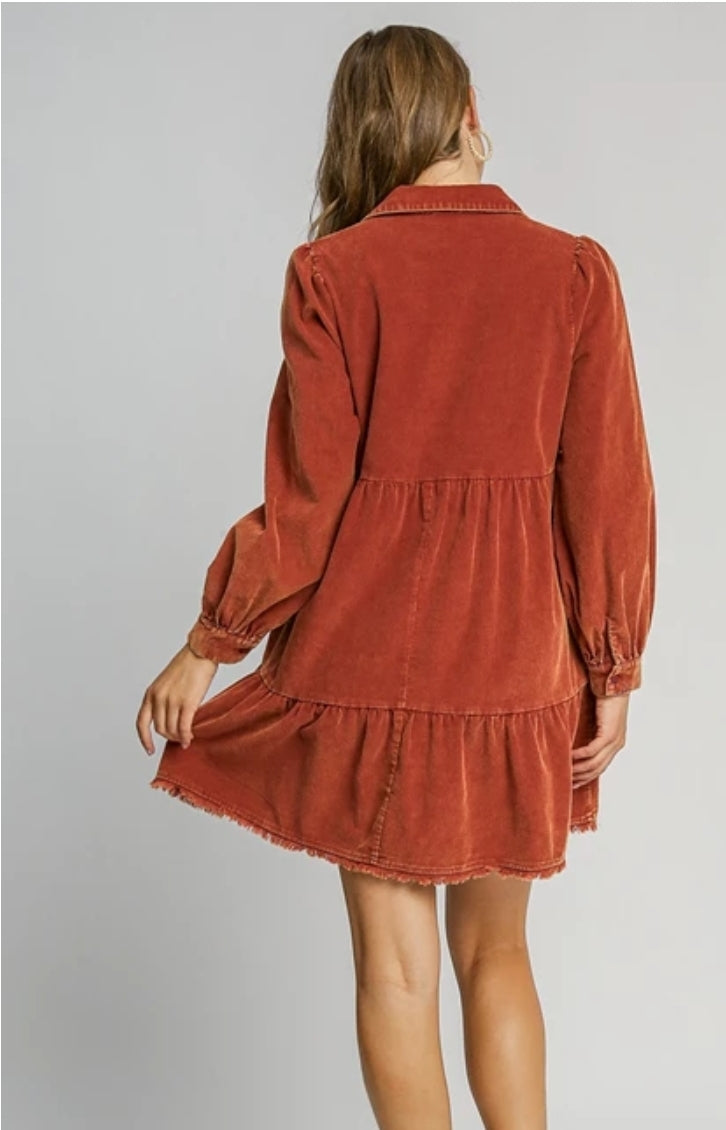 Mineral Wash Corduroy Dress