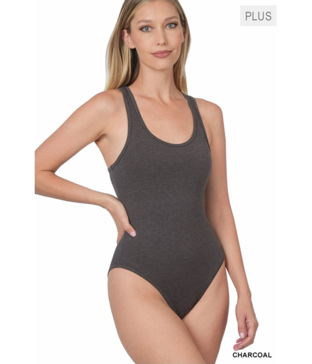 Plus premium cotton racerback tank bodysuit