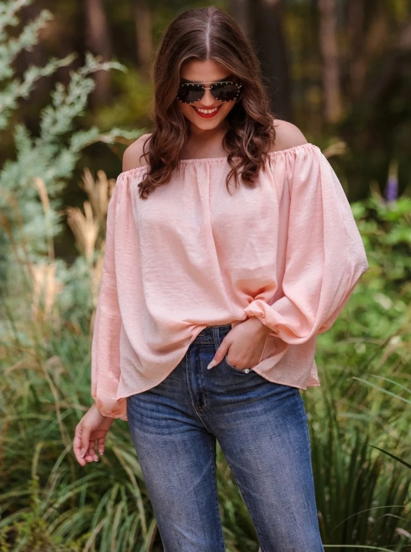 Chasing Fame Satin Off the Shoulder Top