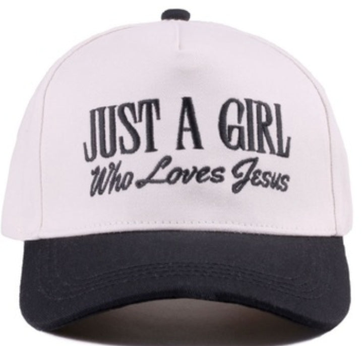 Just a girl who loves Jesus two-tone canvas cap