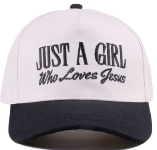Just a girl who loves Jesus two-tone canvas cap