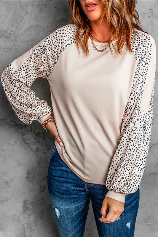 Leopard detail pullover top