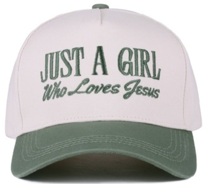 Just a girl who loves Jesus two-tone canvas cap