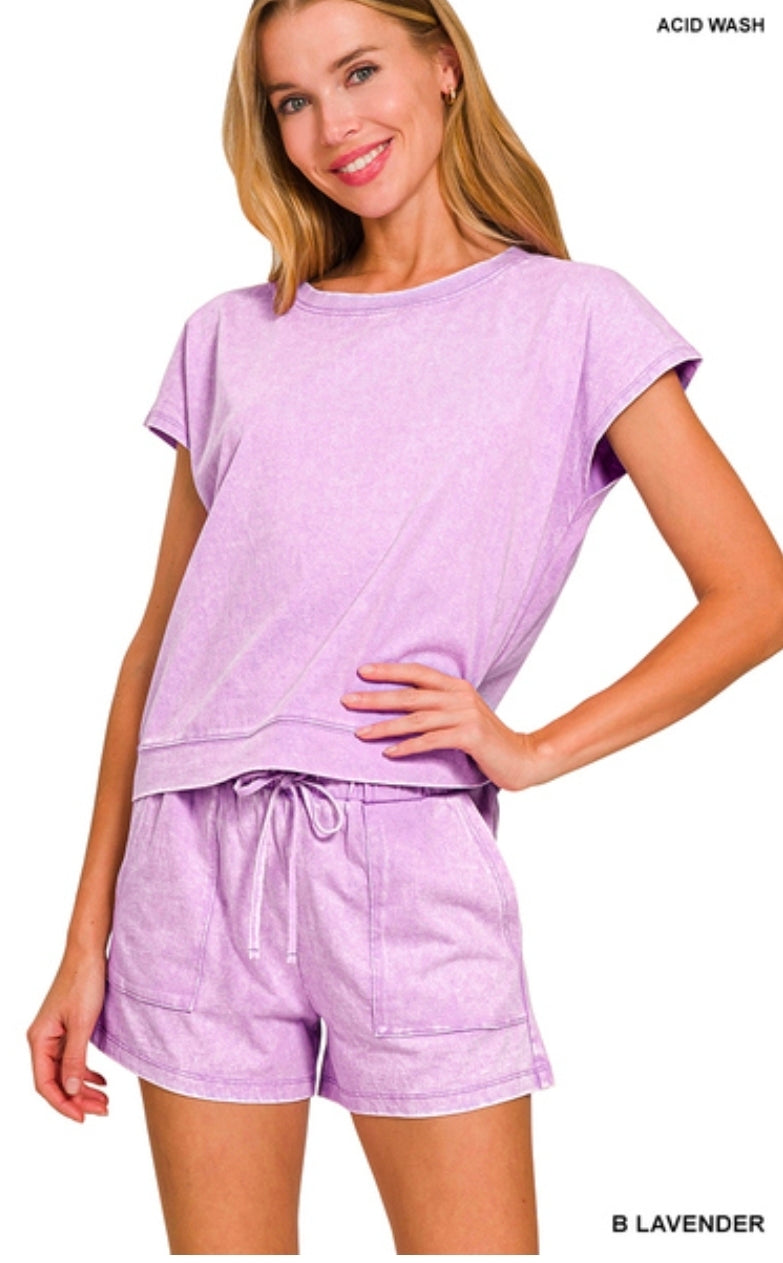 Premium cotton washed sleeveless top & shorts set